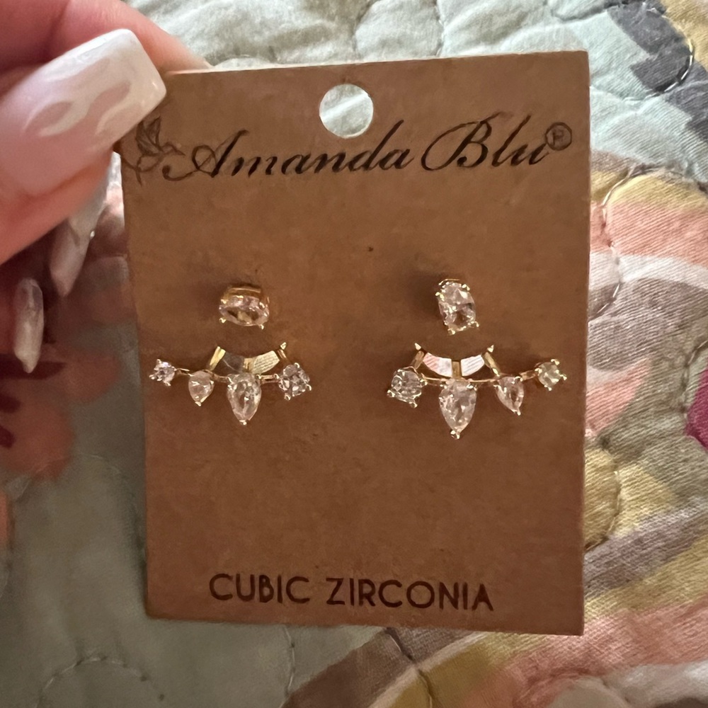 NWT Amanda Blu gold plated CZ earrings